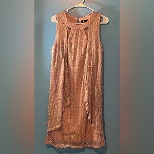Leslie Fay rose gold sequin dress